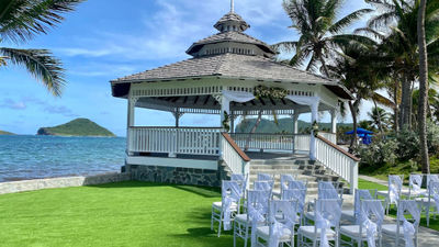 The new oceanfront wedding gazebo at the Coconut Bay Beach Resort & Spa on St. Lucia.