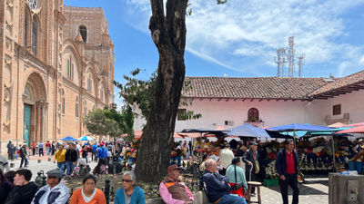 Locals packed the streets, parks, churches and restaurants of downtown Cuenca on a Sunday.