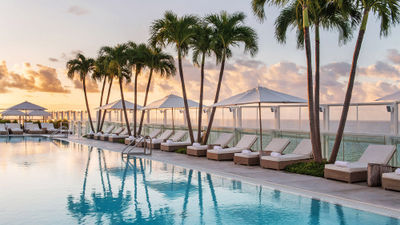 The rooftop pool at the 1 Hotel South Beach.