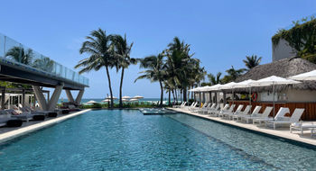 The WET pool deck at the W Punta de Mita is designed for families and has beautiful ocean views.
