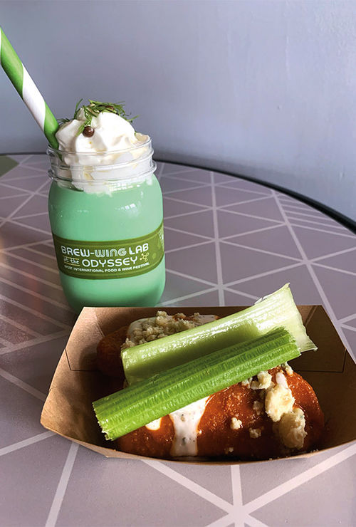 The Pickle Milkshake paired with the Impossible Buffalo Chicken Tenders.